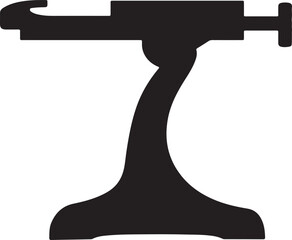 Black silhouette of a vintage style metal bench vise