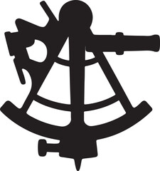 Black anchor with telescope on white background nautical