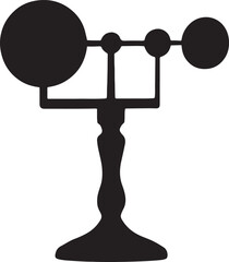 Black silhouette of a decorative with spheres and rods on a stand