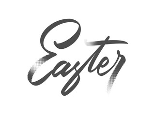 Easter Handwritten Lettering Script with Brush Strokes and Halftone Texture, Modern Typography for Spring Holiday and Seasonal Projects. Trending Easter Calligraphy Letterings. Vector Illustration
