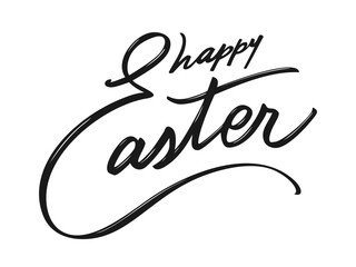 Happy Easter Calligraphy Typography Lettering with Artistic Brush Lines, Dynamic Brush Script Style, Elegant Handwritten Spring Holidays Text. Trendy Creative Easter Letterings. Vector Illustration