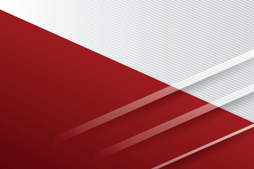 Modern red and white abstract background with overlapping geometric designs. Horizontal lines background concept for covers, banners, brochures, certificates, and presentations.