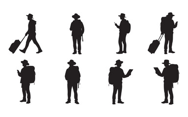Travel People Silhouette Vector Set