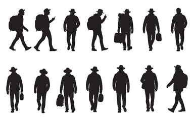 Travel People Silhouette Vector Set