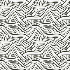 Monochrome seamless pattern with intertwined lines. Vector illustration.
