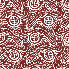 Black and white seamless pattern with Paisley print in a retro style. Vector illustration