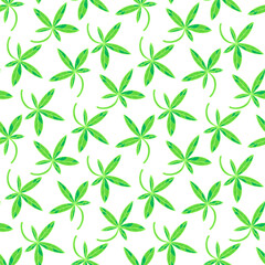 Abstract seamless pattern with green leaves. Vector illustration.