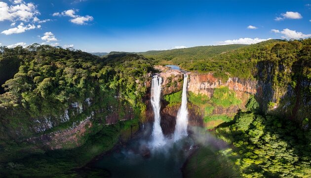 vista aerea da cascata do caracol em canela rio grande do sul na serra gaucha brasil