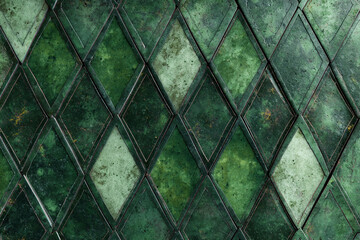 Textured green diamond shaped tiles forming an abstract geometric background