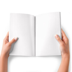 An image of Hands holding a Magazine isolated on a white background