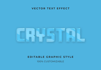 Blue Chrome Glass Text Effect Transparent Crystal Font