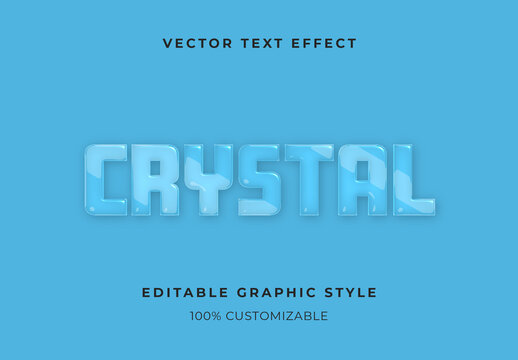 Blue Chrome Glass Text Effect Transparent Crystal Font