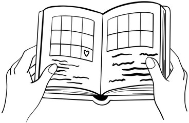 펼친 다이어리-라인그림