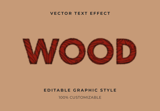 Brown Wood Burn Text Effect Carved Rustic Font