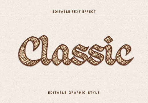 Brown Embroidery Text Effect Classic Thread Stitch Font
