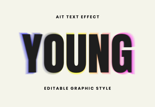 Black Gradient Blur Neon Text Effect Backlight Shadow Bold Font