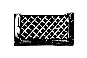 A garden treillis (lattice) structure for supporting climbing plants, showing its geometric grid pattern and functional design, old vintage illustration, 1897