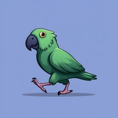 Cute hand drawn cartoon parrot walking illustration
