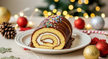 Joyful Mississippi Roll Centerpiece With Fairy Lights and Sprinkles