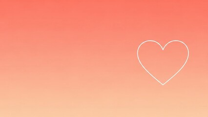 Minimalist white heart outline on warm gradient background, creating peaceful atmosphere with soft colors and simple composition