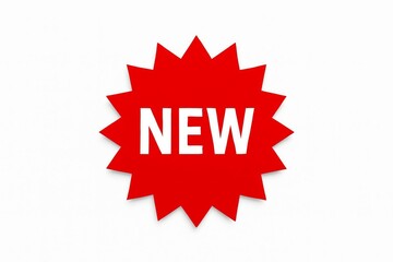 New red starburst icon on white background