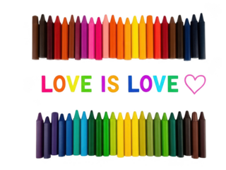 Colorful crayons display love isolated on transparent background