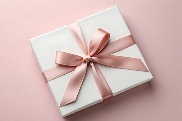 Minimal gift packaging background featuring soft ribbon details, gentle tones, and open space ideal for text overlays and branding