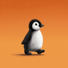 Cute hand drawn cartoon penguin waddling illustration