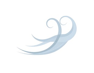 Abstract light blue wind illustration, resembling swirls and curves against a white backdrop