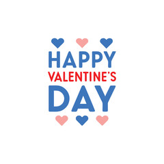 valentine's day greeting typography collection, romantic heart shaped badge design, and minimal flat vector illustration