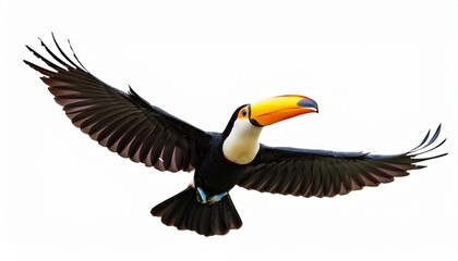 Obraz premium flying toucan bird isolated on white background