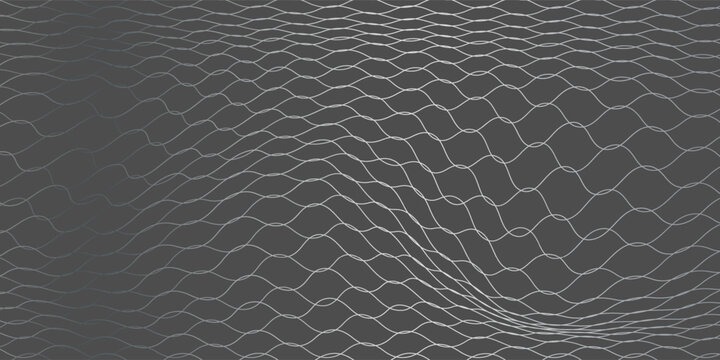 Abstract design featuring a continuous hexagonal pattern forming a wave-like structure on a gray background.