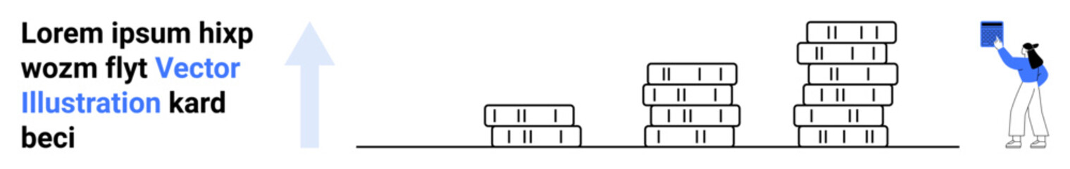 Obraz premium Financial growth, business planning, investment strategy, economic progress, goal achievement, data analysis. Stacked bar graphs with increasing height and a person holding a chart. Financial growth