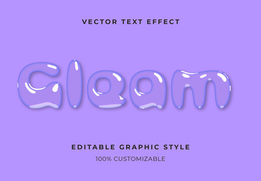 Purple Chrome Glass Text Effect Glossy Bubble Transparent Font