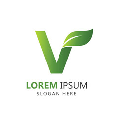 Letter V Leaf Logo Template for Branding