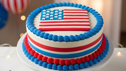 Patriotic american flag cake for independence day celebrations