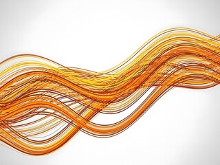 Orange Gradient Wavy Lines on White Background