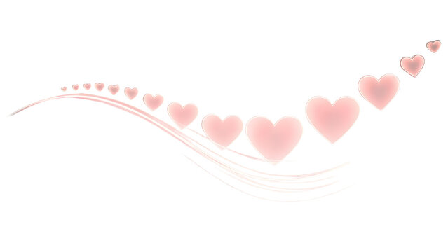 Glowing hearts trail isolated on transparent background