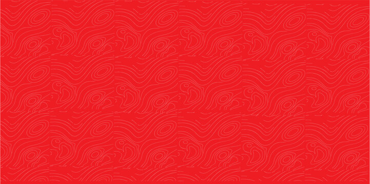 Seamless Red Pattern with Abstract Topographic Contour Lines and Human Figures background texture