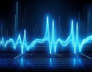 blue neon ecg heartbeat cardio graph background