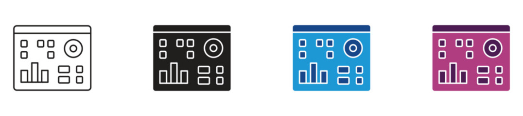 Admin panel icon set. Administrator dashboard vector symbol. data analysis monitor sign.