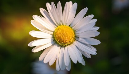 close up view of a white daisy flower with a vibrant yellow center in nature