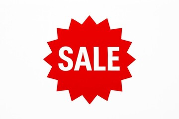 Red sale badge on white background