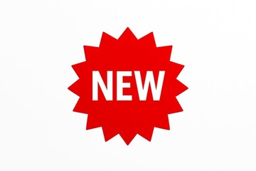 New red starburst icon on white background