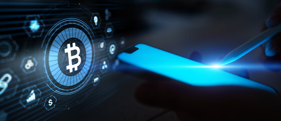 Cryptocurrency and Blockchain Financial Ecosystem Displayed on a Futuristic Digital Interface.