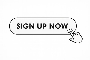 Sign up now button with hand cursor clicking on it