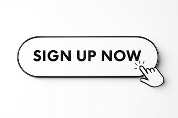 Sign up now button with hand cursor clicking on it