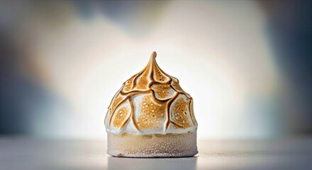 Minimalist Baked Alaska With Halo Backlighting on Abstract Background, Elegant
