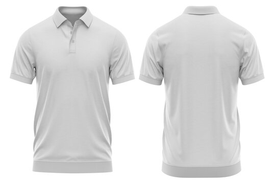 Polo shirt short sleeve with cuff rib hem and rib collar, men&rsquo;s style, 2-button placket. High-quality apparel design ( White color )