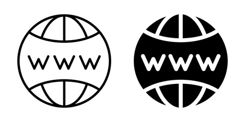 Internet and World Wide Web connection icon with globe. Silhouette and line style.